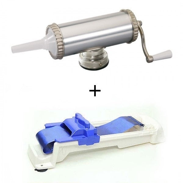 Mașină Manuală de Umplut Cârnați 1,5 kg cu 3 Pâlnii + Aparat de Rulat Sarmale Cadou