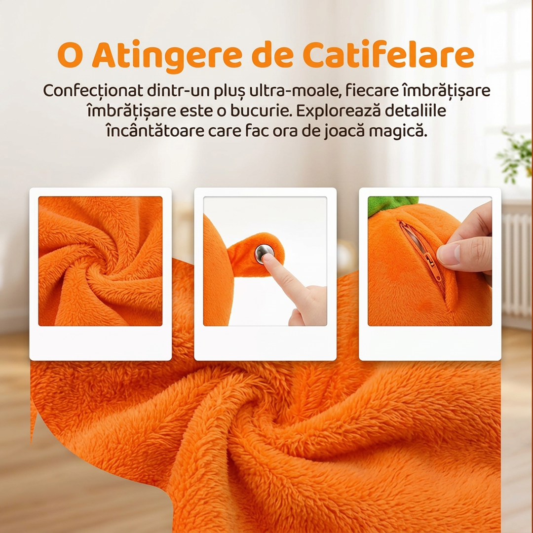 Jucarie Interactiva Muzicala pentru Copii, Model Morcov | Activare prin Atingere | Plus Moale | 3 Baterii AA | 22x20x9 cm
