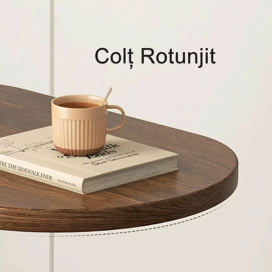 Masuta Laterala in Forma de C | Panou MDF si Cadru Metal | 34x24x58cm | Culoare Nuc | Canapea si Pat | Asamblare 10 Min