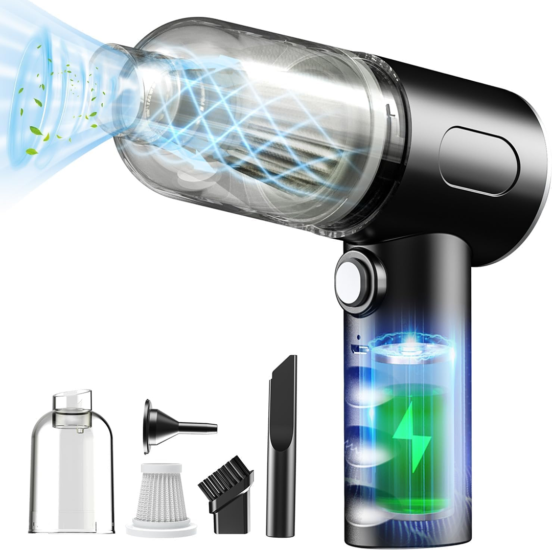 Aspirator Auto Portabil 3 in 1 | 12000Pa | Fara Fir | Aspirare + Suflare + Curatare | USB Reincarcabil | Filtru HEPA | Umed si Uscat