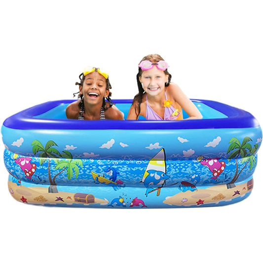 Piscina Gonflabila Albastra | 3 Inele Rezistente | 260 x 170 x 56 cm | Pentru Curte, Gradina si Activitati in Aer Liber