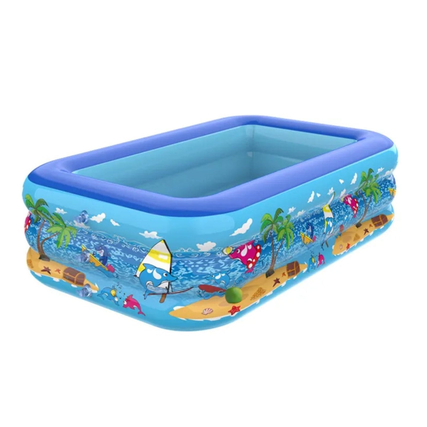 Piscina Gonflabila Albastra | 3 Inele Rezistente | 260 x 170 x 56 cm | Pentru Curte, Gradina si Activitati in Aer Liber