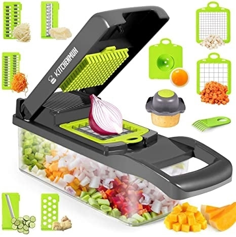 Razatoare multifunctionala pentru legume si fructe 14 piese, lame din otel inoxidabil + maner protectie