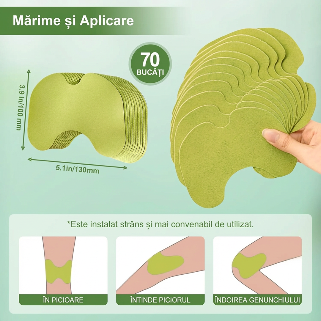 Set 100 Plasturi Termici pentru Genunchi si Spate | Efect Caldura 8 Ore | Pentru Gat, Umeri si Articulatii