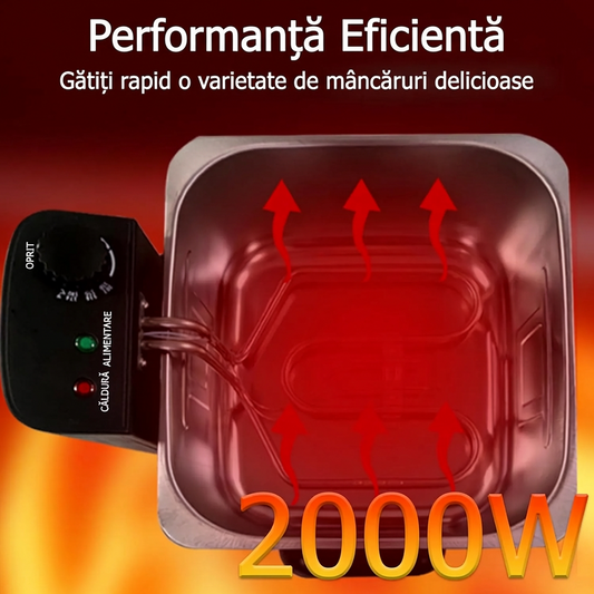 Friteuza Electrica Cu Ulei 5.5L | 2000W | Termostat Reglabil 0-190°C | Incalzire Rapida | Otel Inoxidabil | Argintiu