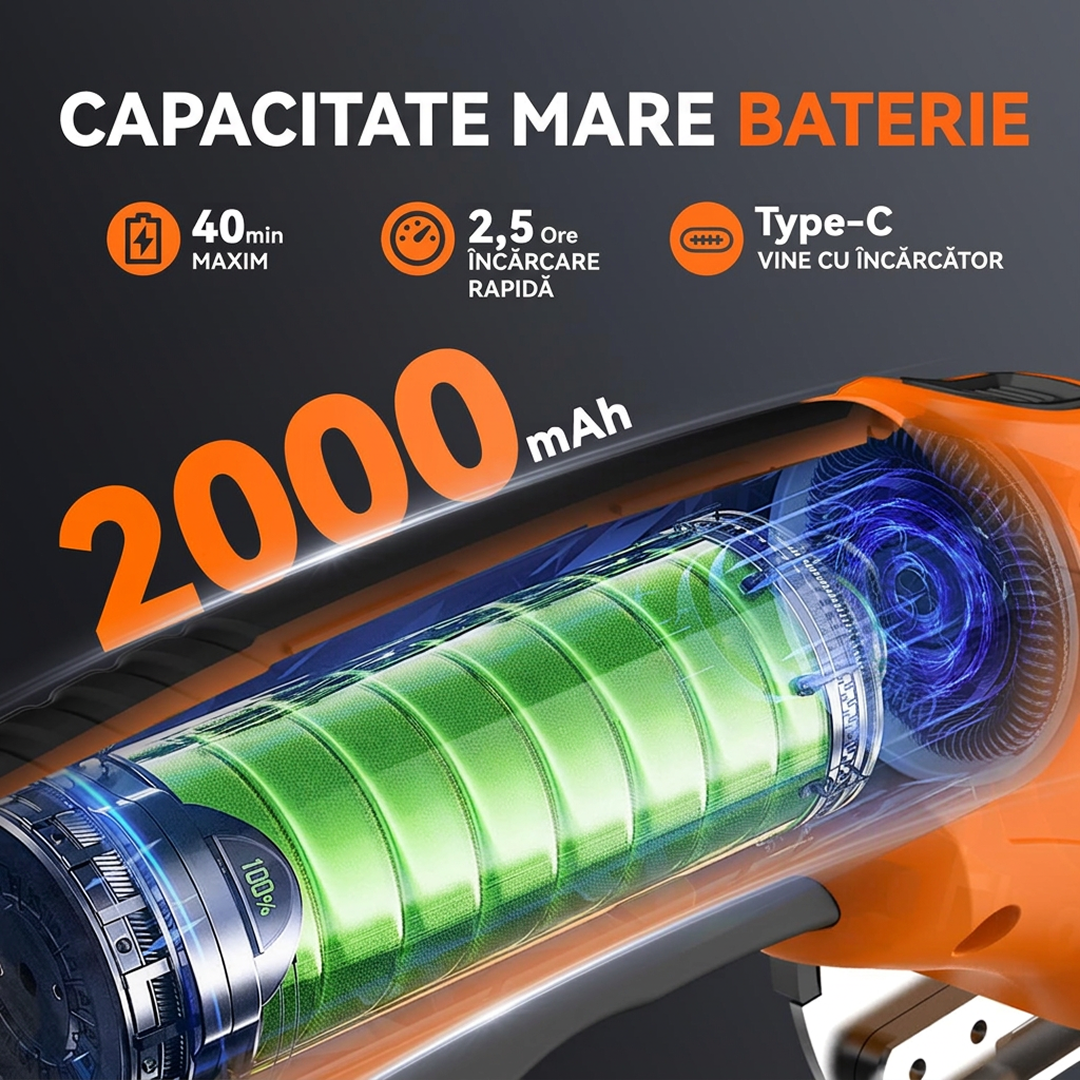 Taietor Electric Carton Fara Fir | Lama Otel Carbon | 6 mm | Blocare Siguranta | 430 g | Portocaliu