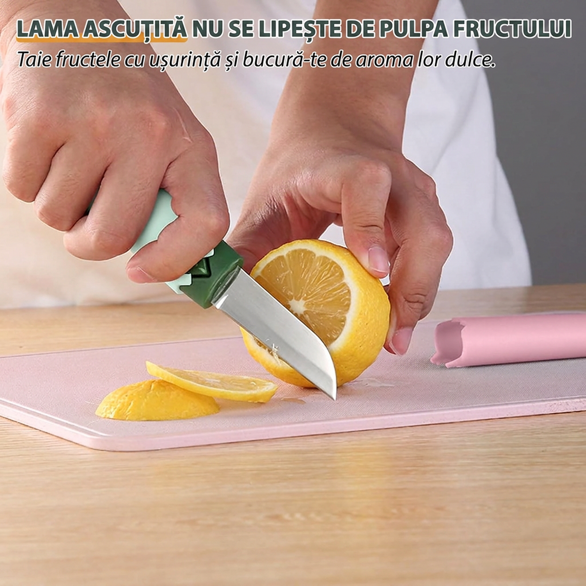 Cutit si Decojitor 2 in 1 pentru Fructe si Legume | Otel Inoxidabil 420 | Lama Dubla | Capac de Protectie