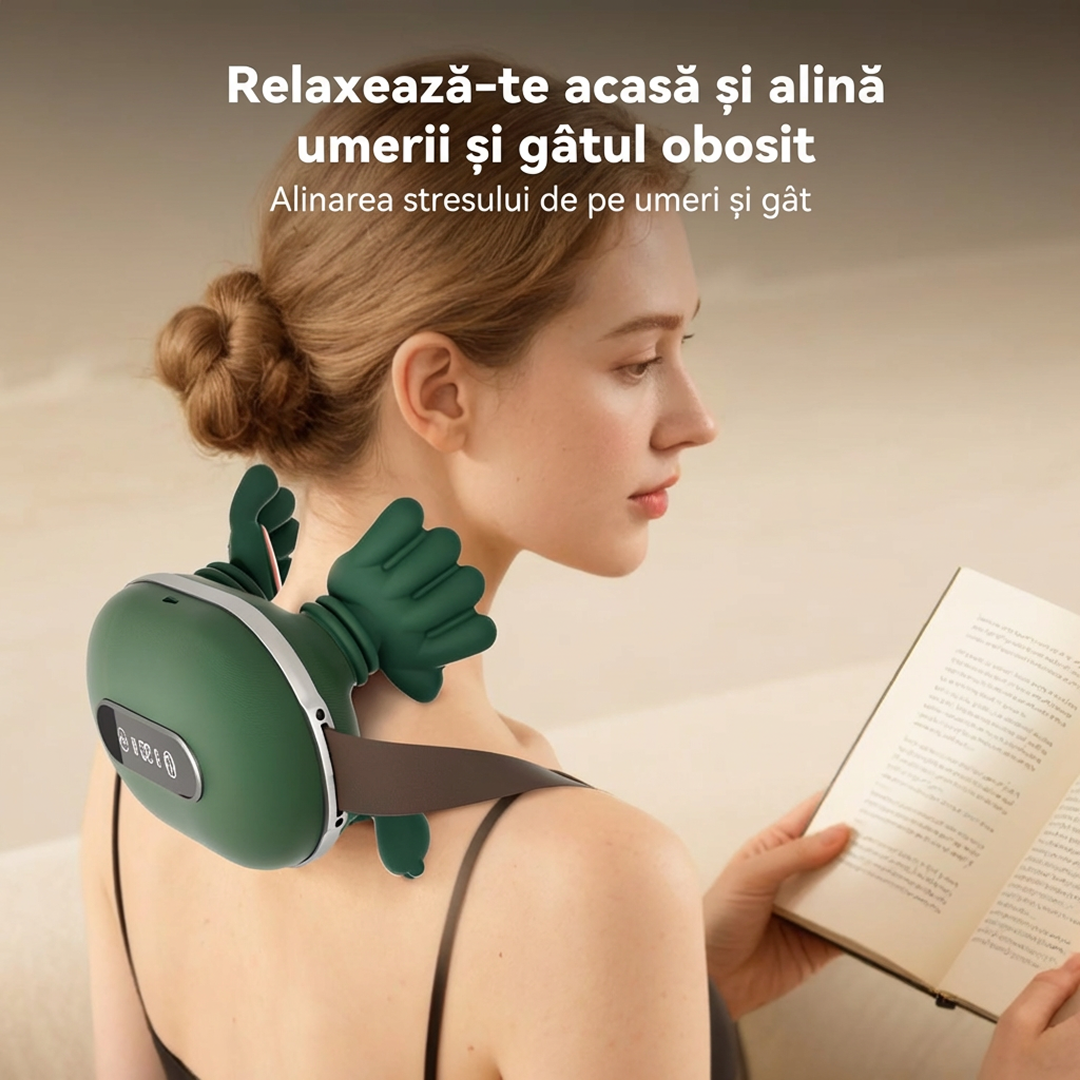 Aparat Masaj Gat si Spate cu Incalzire | 3 Viteze | 2 Niveluri Caldura 40°C/45°C | Wireless | Baterie 2000mAh | Cadoul Perfect