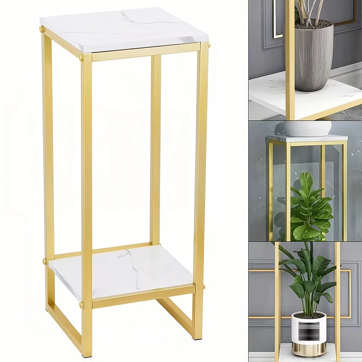 Suport pentru Flori cu 2 Rafturi | Etajera Metalica pentru Plante | 75x24
