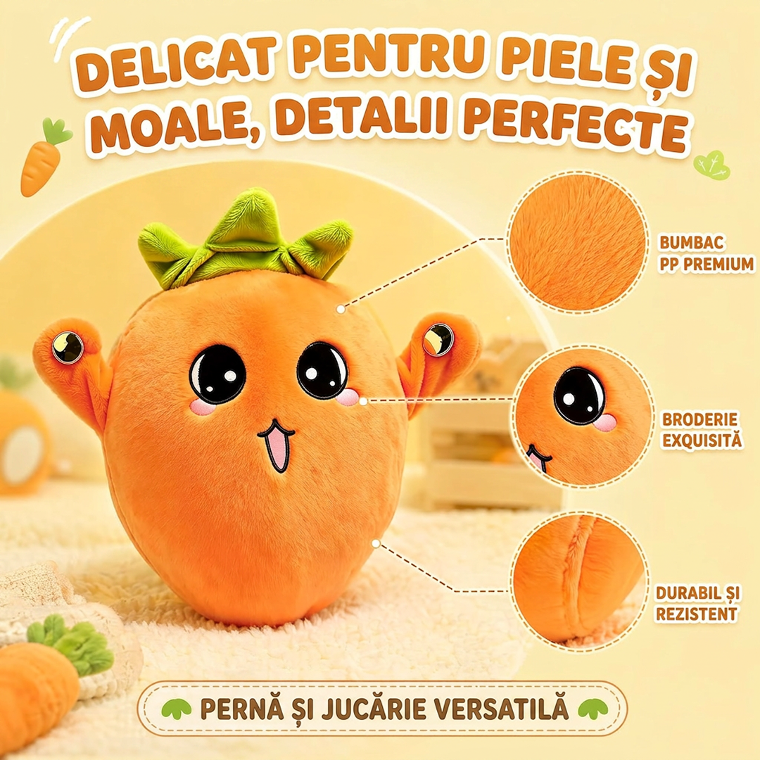 Jucarie Interactiva Muzicala pentru Copii, Model Morcov | Activare prin Atingere | Plus Moale | 3 Baterii AA | 22x20x9 cm
