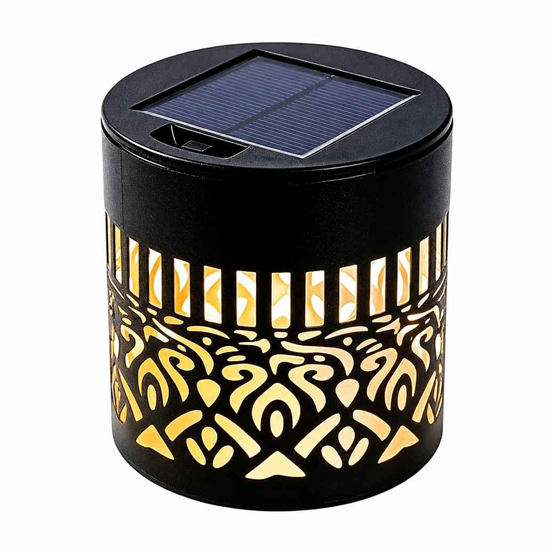 Lampa Solara de Perete cu Proiectie Mandala | LED Alb Cald | IP65 | 0.5W | 600mAh | Metal | 8.4x8.4x8.6 cm