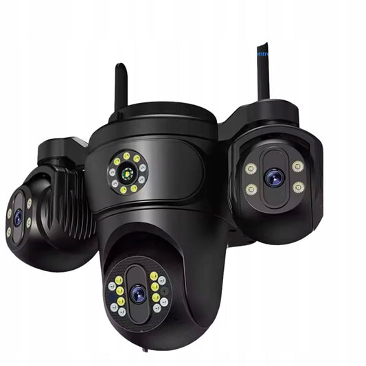 Cameră de Supraveghere WiFi Exterior cu 3 Obiective, 15MP, PTZ 355°, Urmărire AI, IP66