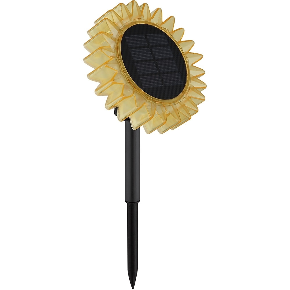 Set 3 Lămpi Solare Decorative Floarea-Soarelui, Galben, Albastru și Roz, LED Alb Cald