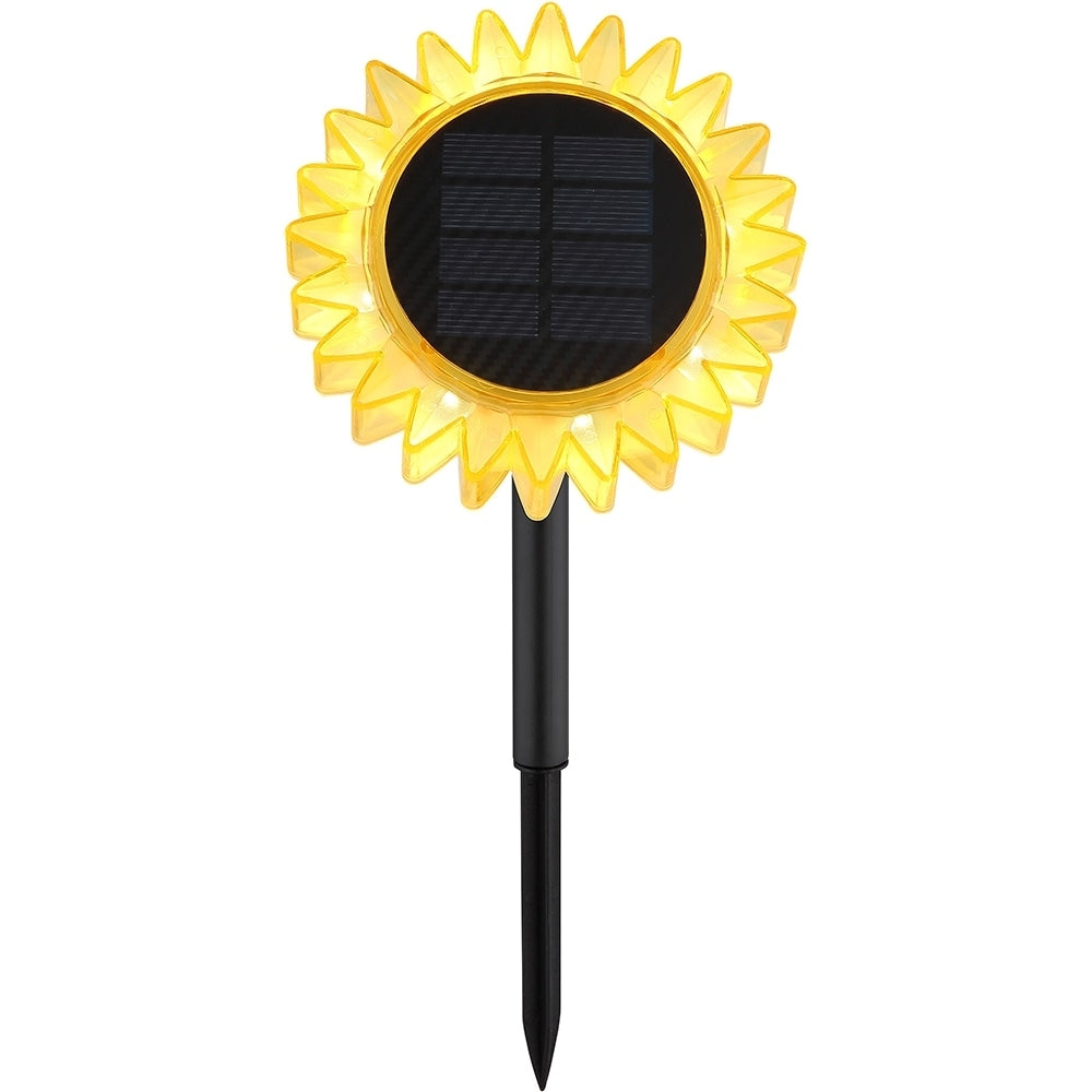 Set 3 Lămpi Solare Decorative Floarea-Soarelui, Galben, Albastru și Roz, LED Alb Cald