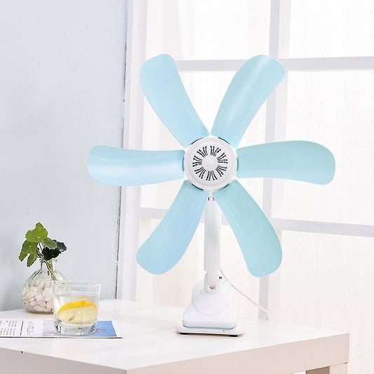 Ventilator Portabil cu Cleste Articulat | 6 Palete Detasabile 40cm | Rotire 300° | Cablu 1.2m cu Intrerupator | ABS | Alb-Albastru