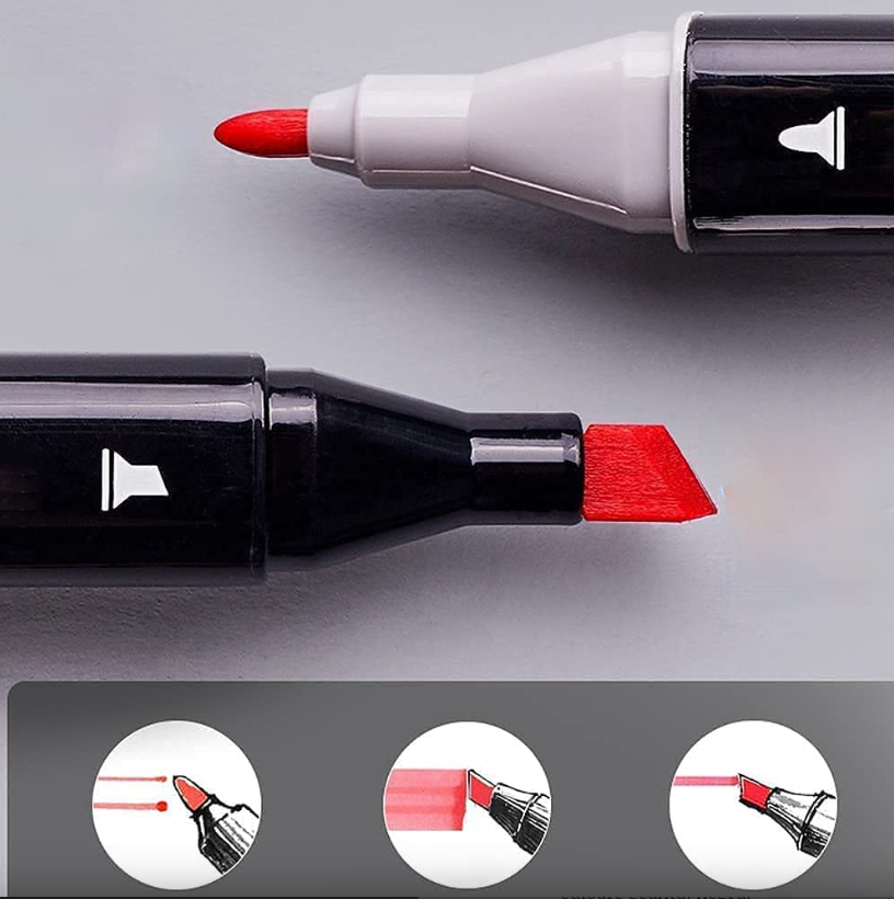 Set 80 Markere Cu 2 Capete Subtire Si Gros | Carioci Profesionale Pe Baza De Alcool | Cu Geanta Depozitare | Culori Intense Si Durabile