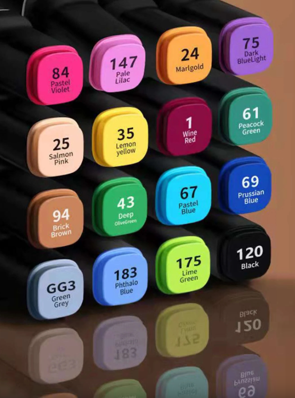 Set 80 Markere Cu 2 Capete Subtire Si Gros | Carioci Profesionale Pe Baza De Alcool | Cu Geanta Depozitare | Culori Intense Si Durabile