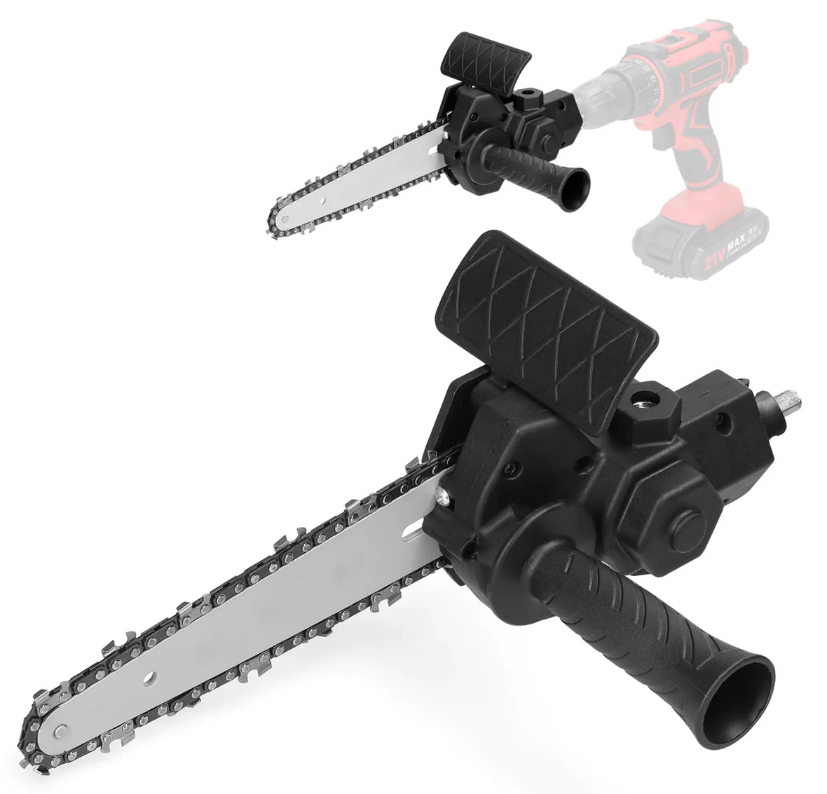 Adaptor motofierastrau pentru autofiletanta sau bormasina – Lama 10 cm, 2 lanturi incluse