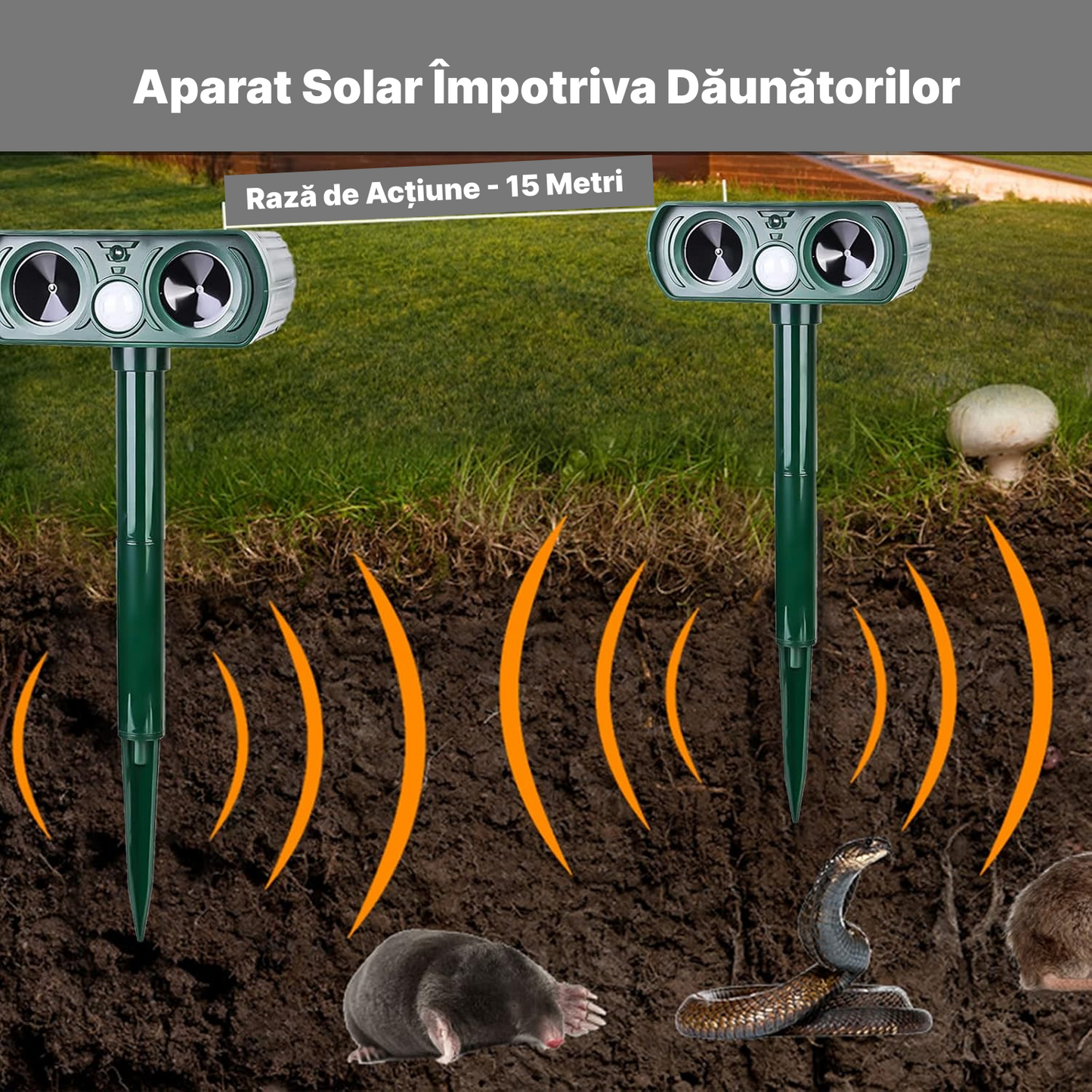 Aparat Solar Antidaunatori | Dispozitiv Cu Ultrasunete Si Senzor Miscarе | Protectie Pisici, Caini, Rozatoare, Pasari