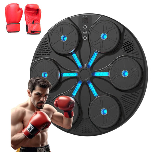 Aparat Inteligent De Antrenament Pentru Box | Cu Muzica, LED-uri Si Functii Interactive | Manusi Incluse, Montare Pe Perete