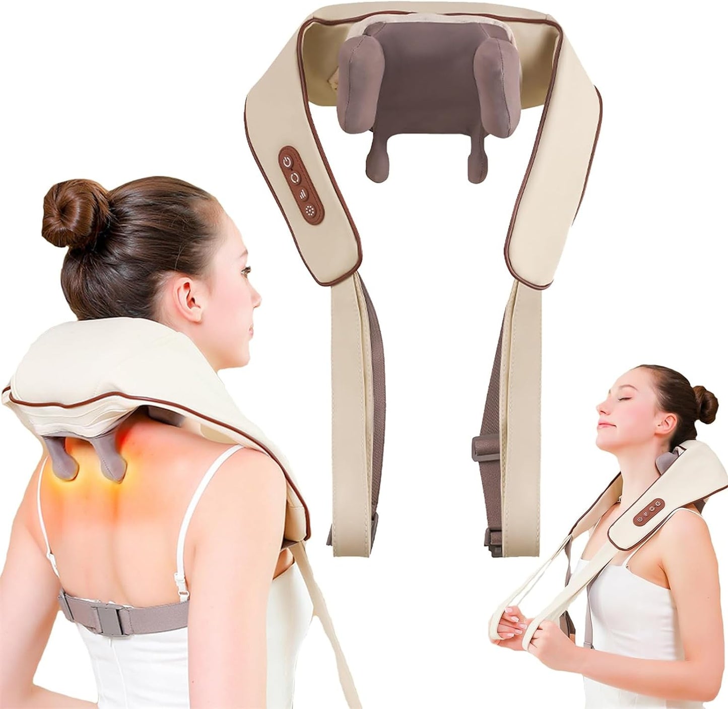 Aparat de Masaj Cervical cu Incalzire Infrarosu si Bile Rotative – Pentru Gat, Umeri, Spate, 24W