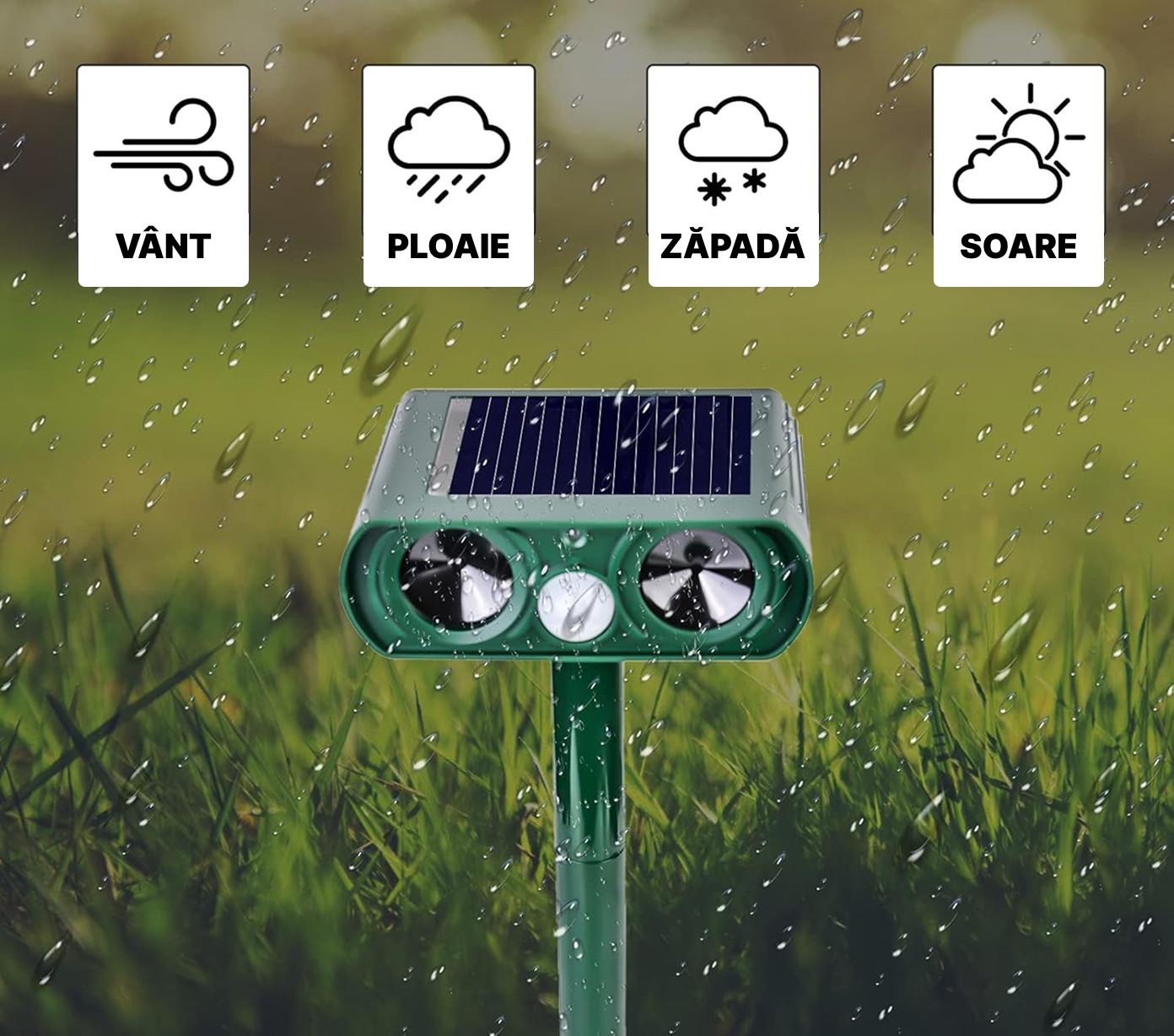 Aparat Solar Antidaunatori | Dispozitiv Cu Ultrasunete Si Senzor Miscarе | Protectie Pisici, Caini, Rozatoare, Pasari