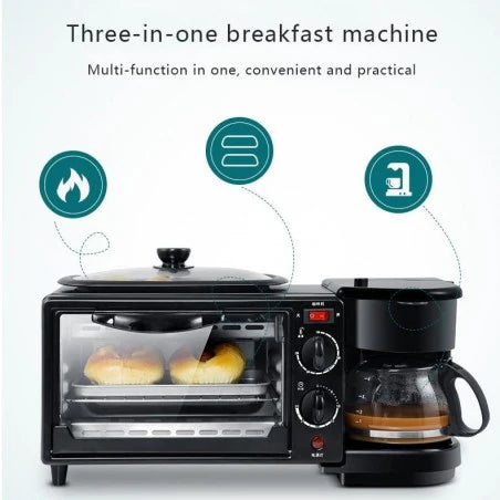 Aparat Multifunctional Mic Dejun 3 in 1 – Morning Station, Cuptor + Cafetiera + Grill