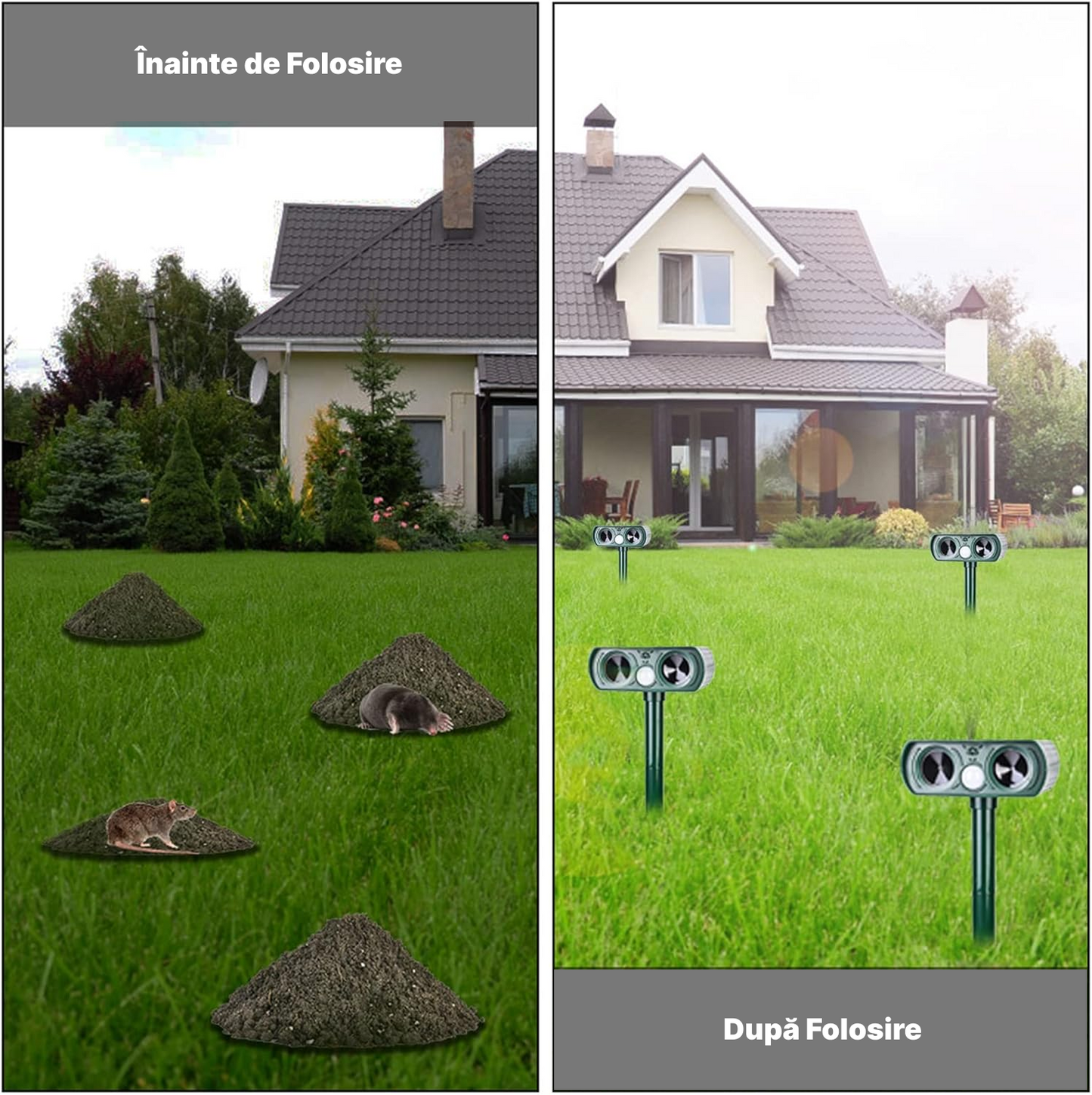 Aparat Solar Antidaunatori | Dispozitiv Cu Ultrasunete Si Senzor Miscarе | Protectie Pisici, Caini, Rozatoare, Pasari