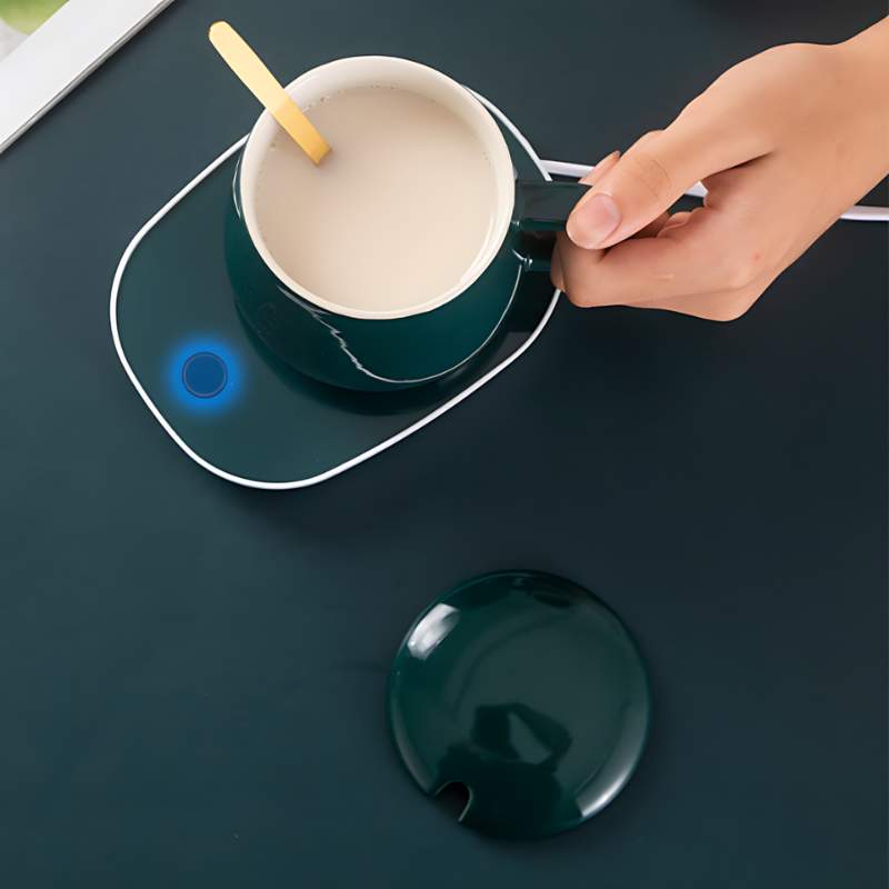 Cana Ceramica Cu Incalzitor Electric  | 400 ml | Cu Capac Si Plita De Incalzire | Functie Auto-Off |