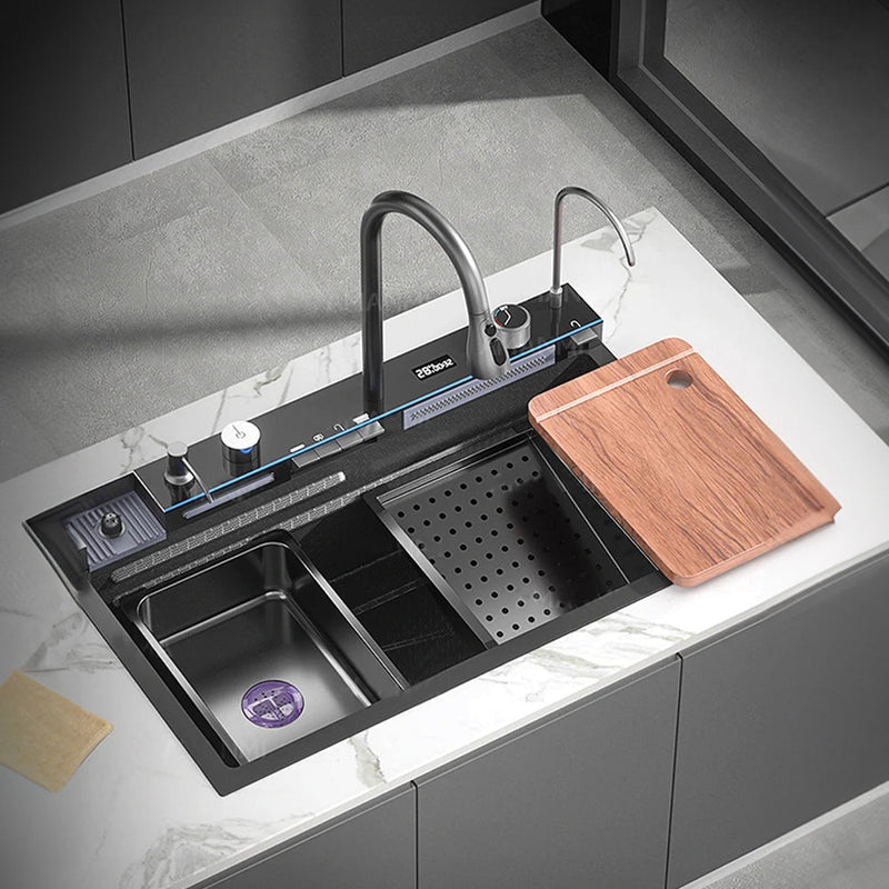 Chiuveta multifunctionala WERSTIL cu 2 cascade cu accesorii incluse, afisaj digital a temperaturii si robinet cascada
