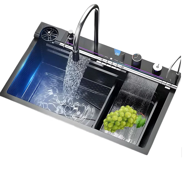 Chiuveta multifunctionala WERSTIL cu 2 cascade cu accesorii incluse, afisaj digital a temperaturii si robinet cascada