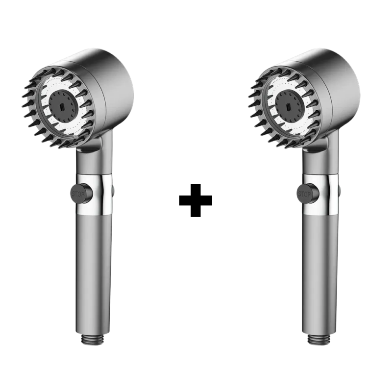Promo 1+1 | Cap De Dus Cu Filtru Integrat | Presiune Ajustabila | 4 Jeturi Diferite | Pini Silicon Pentru Masaj