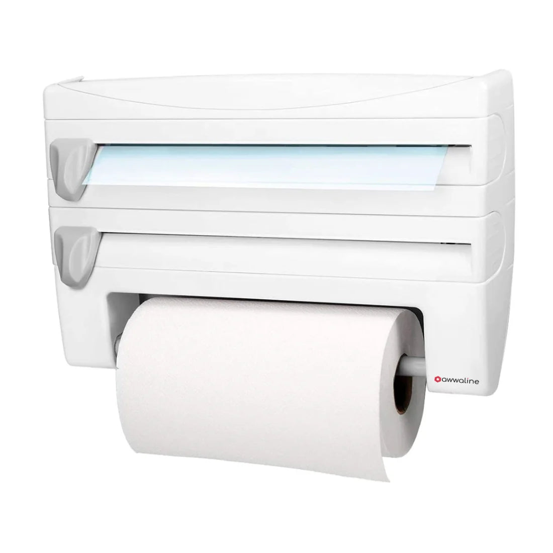 Dispenser De Bucătărie 4 În 1 | Pentru Folie Alimentară, Hârtie De Bucătărie Și Folie De Aluminiu | Cu Suport De Depozitare