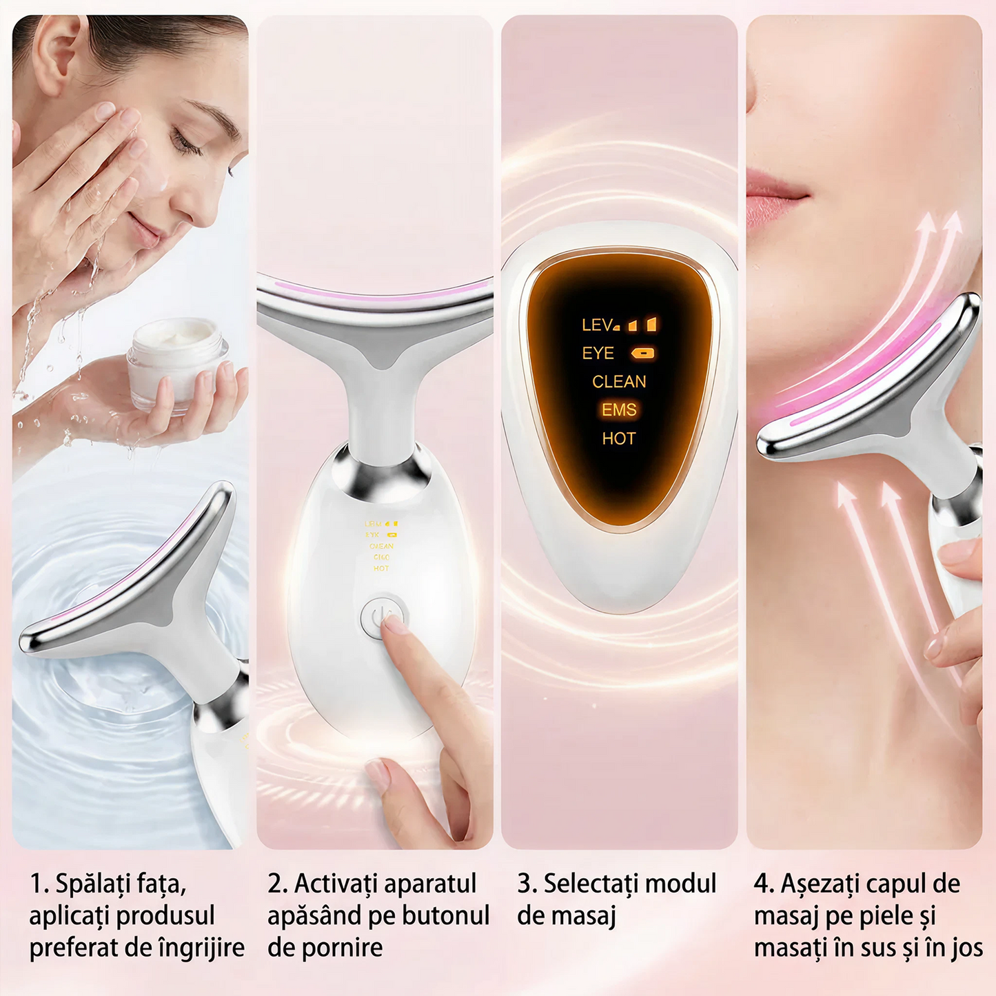 Dispozitiv Profesional de Lifting Facial si Gat – Masaj Reducere Riduri & Barbie Dubla, Remodelare Faciala