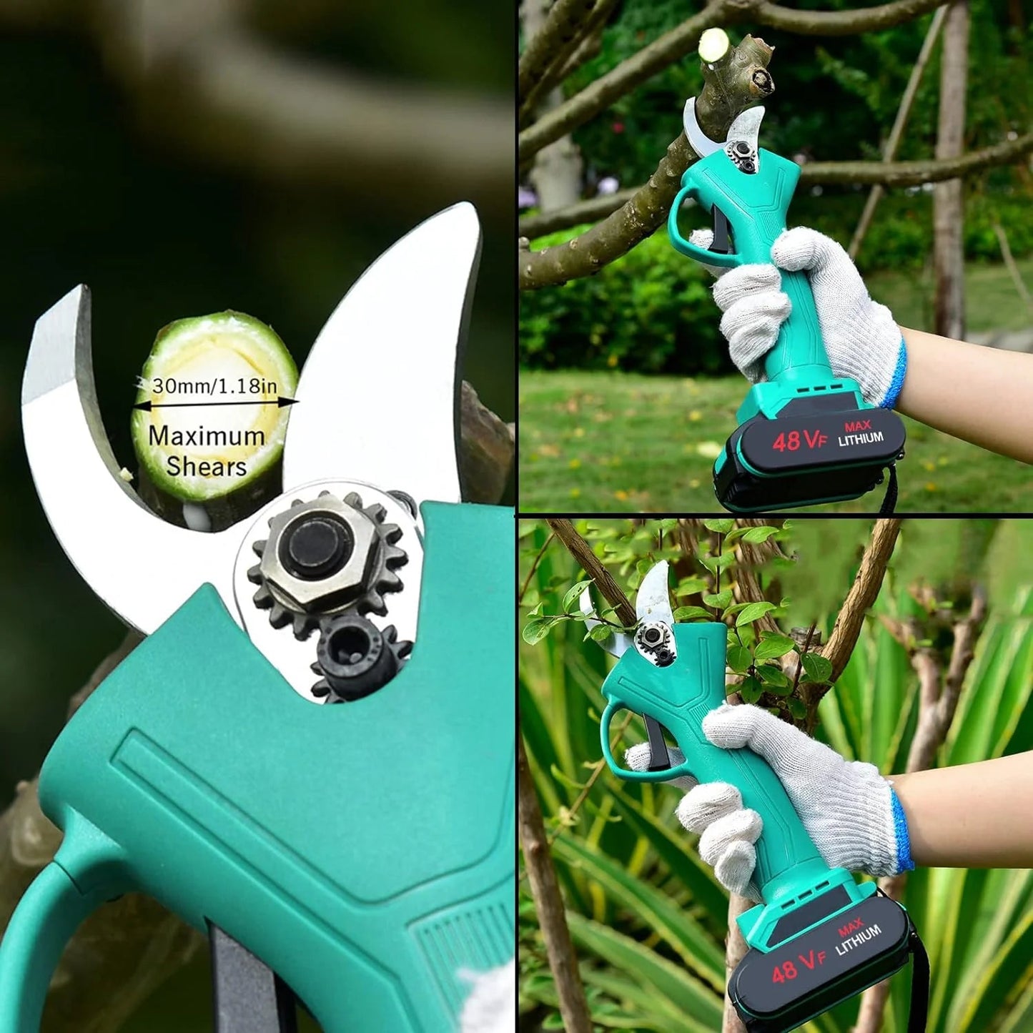 Foarfeca Electrica Pentru Vita De Vie Si Crengi | 2 Acumulatori 48V 2Ah | Taiere 30mm