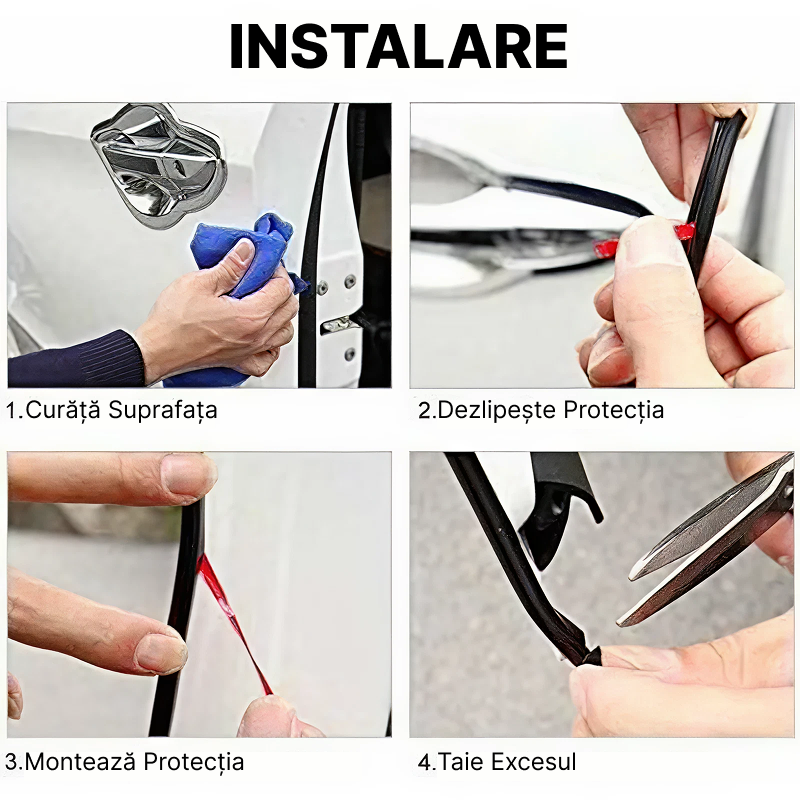 1+1 Promo – Banda Protectie Auto Pentru Usi | Cauciuc Rezistent | 5m Universal | Anti-Zgarieturi & Etansare