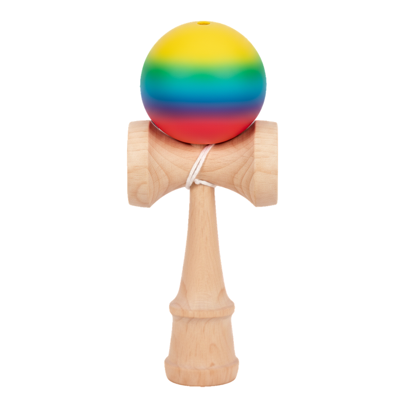 Kendama Din Lemn 18cm | Cu Bila Cauciucată Multicoloră
