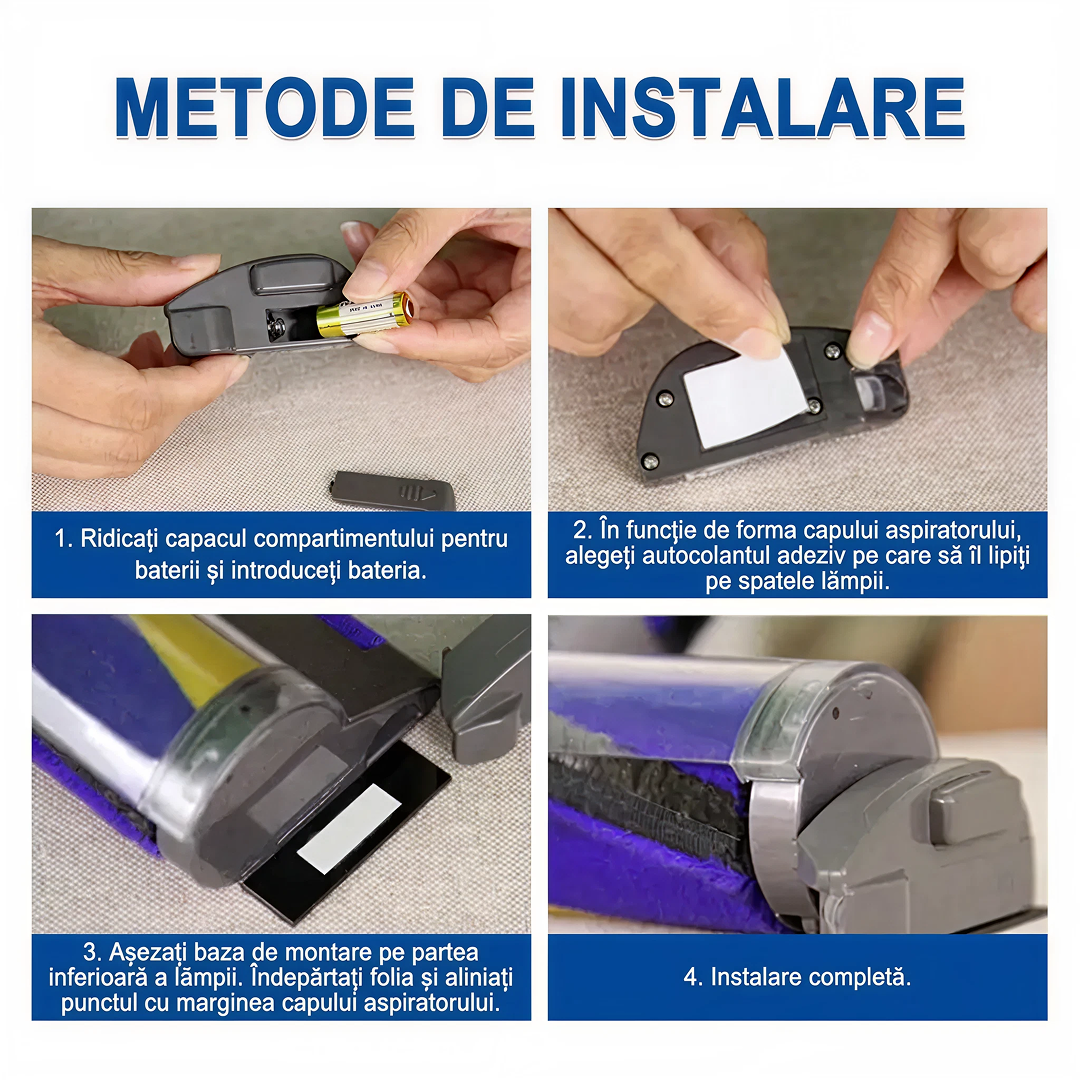 Lampa LED (LASER) Pentru Detectarea Prafului La Aspirator Universala | Lumina Verde HD | Afisaj Praf Microscopic | Accesoriu Curatare Eficienta
