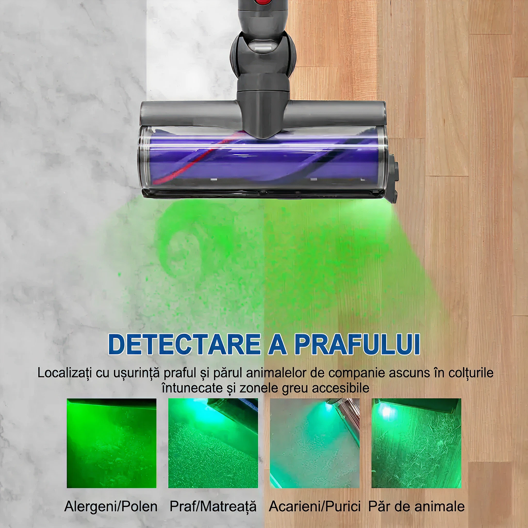 Lampa LED (LASER) Pentru Detectarea Prafului La Aspirator Universala | Lumina Verde HD | Afisaj Praf Microscopic | Accesoriu Curatare Eficienta