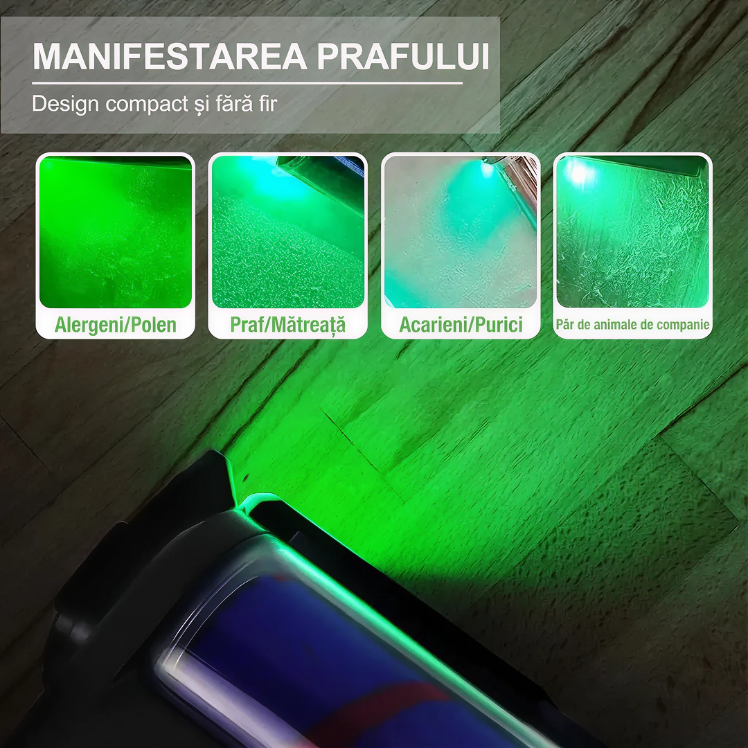 Lampa LED (LASER) Pentru Detectarea Prafului La Aspirator Universala | Lumina Verde HD | Afisaj Praf Microscopic | Accesoriu Curatare Eficienta