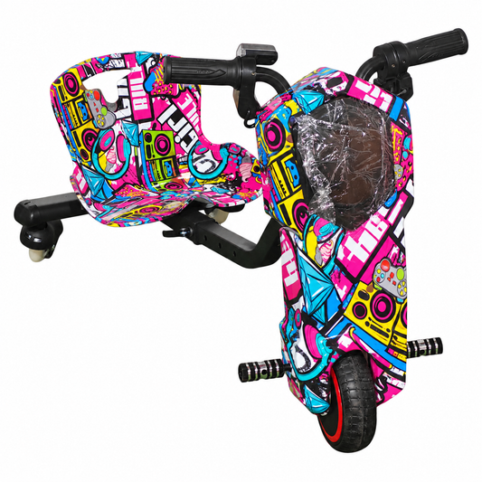 Tricicletă Electrică de Drift pentru Copii 350W, 36V, Bluetooth, LED, Design Graffiti