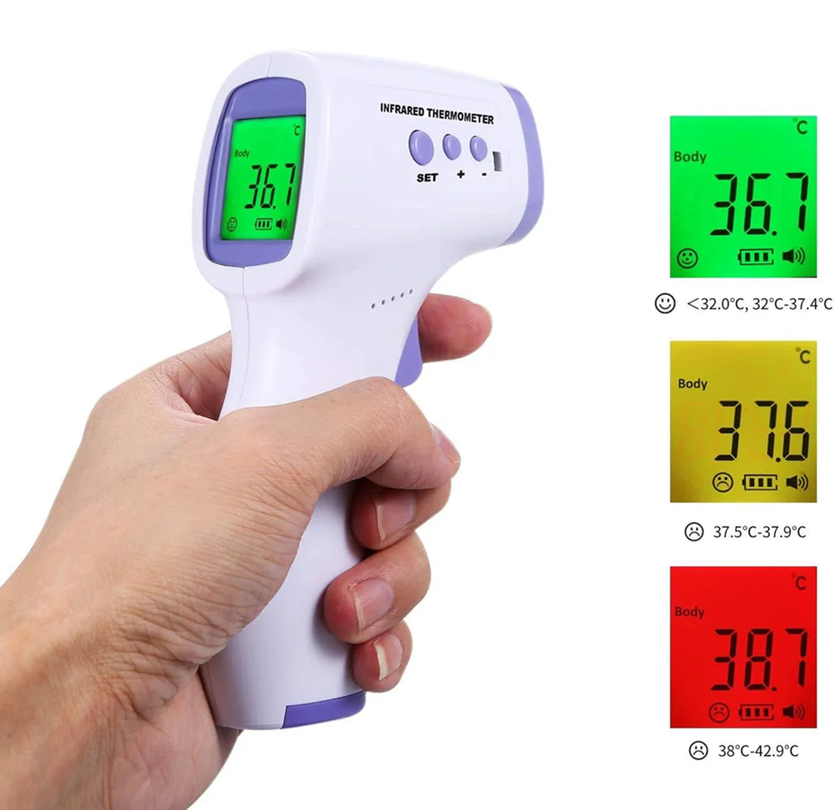 Pachet De Monitorizare A Sănătății | Termometru Infraroșu Fără Contact + Pulsoximetru JZK-302 | Măsurători Precise, Rapid și Igienic