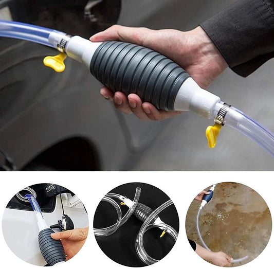 Pompa Manuală Pentru Transfer Lichide | Tip Sifon, Cu Furtun 1.5m și Cleme Incluse | Pentru Benzină, Ulei, Apă