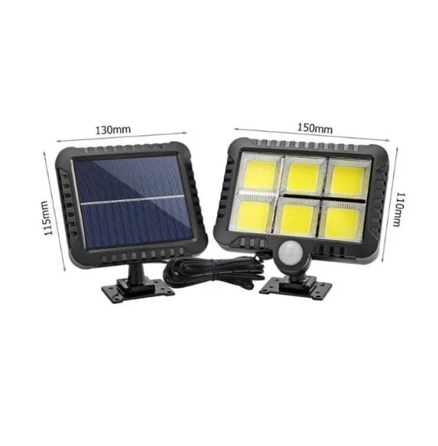 Set 4 Lampi LED Solare 250W, 6 COB, Senzor de Miscare si Telecomanda