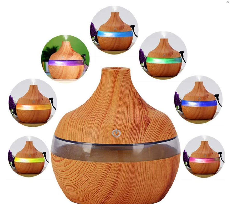 Set Aromaterapie Premium – Umidificator & Difuzor 300 ml cu 7 Lumini Ambientale + 12 Uleiuri Esențiale Naturale