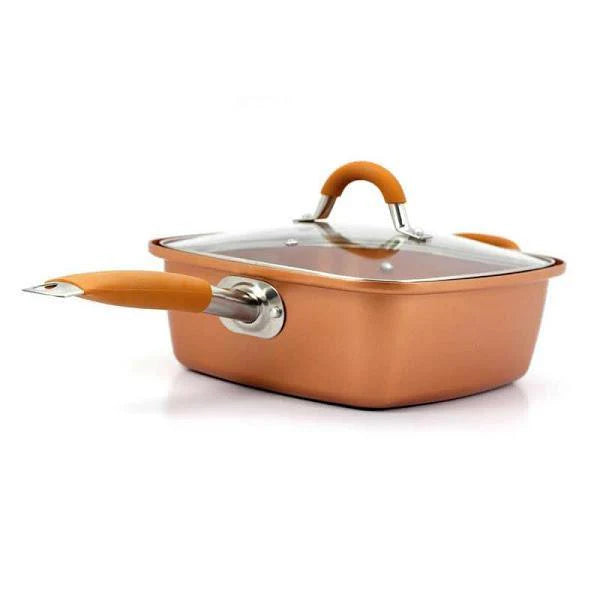 Tigaie Multifunctionala 5 Piese | Non-Aderenta Din Ceramica Si Inox Cu Capac, Cos Si Gratar