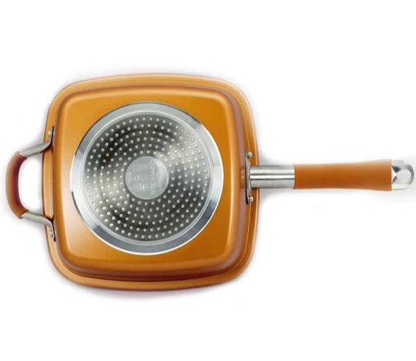 Tigaie Multifunctionala 5 Piese | Non-Aderenta Din Ceramica Si Inox Cu Capac, Cos Si Gratar