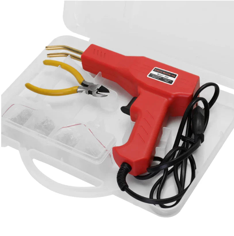 Pistol Profesional Pentru Lipit Plastic | 50W, Kit Reparare Fisuri, 200 Capse, Protectie Supraincalzire