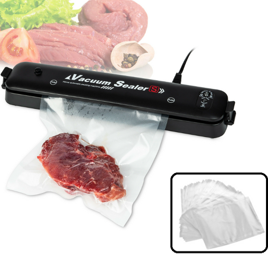 Aparat de vidat alimente, automat, negru, 90w + 30 pungi pentru vidat