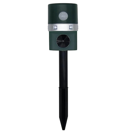 Aparat Solar Ultrasunete Impotriva Daunatorilor - Repelent Solar Animale cu Ultrasunete | Senzor PIR 8m | 6 LED Blit | 22-65kHz | Impermeabil | 3.6V 0.3W | Gradina, Livada, Curte | Verde